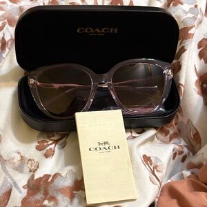 COACH Women's Light Pink Transparent Frame Sunglasses